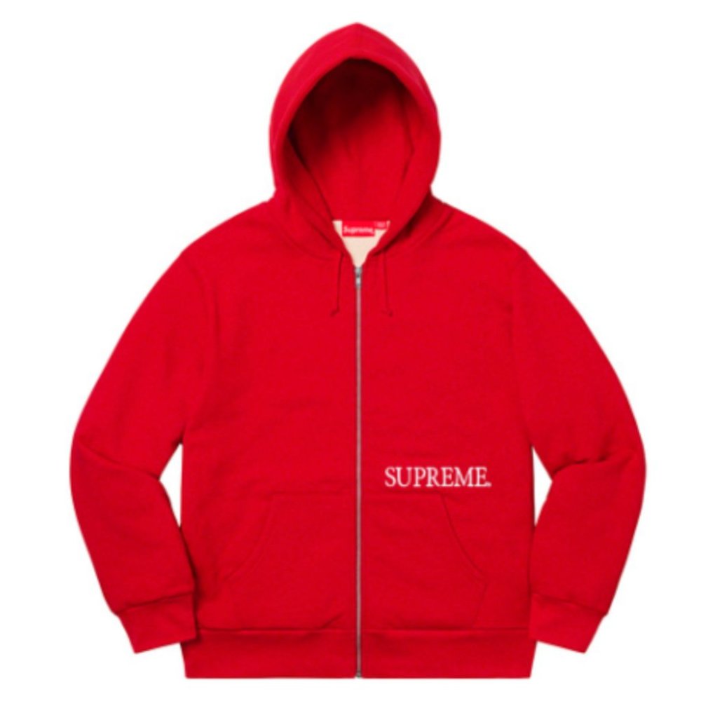 Supreme Thermal Zip Up Hooded Sweatshirt - Red - Medium - FV/19SW55